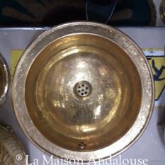 Vasque cuivre ronde sculptée