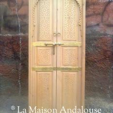 Porte cèdre Mauresque sculptée et cuivre