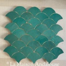 Zellige écaille poisson vert d'eau