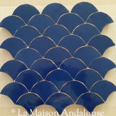 Zellige écaille poisson bleu outremer